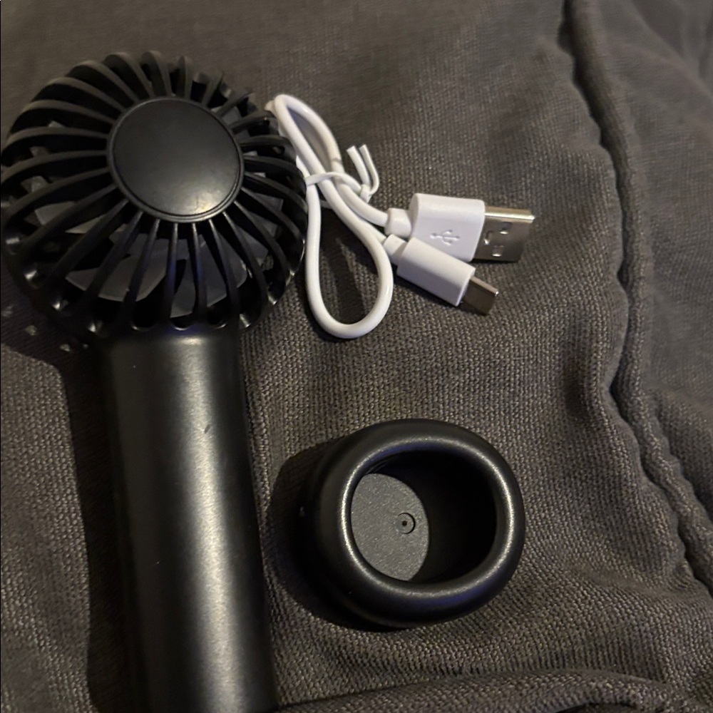 Portable Black Handheld Fan with USB Cable